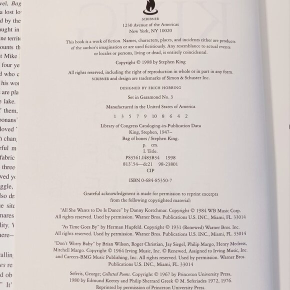 Bag of Bones, A Novel by Stephen King Hardcover Book - Picture 9 of 10